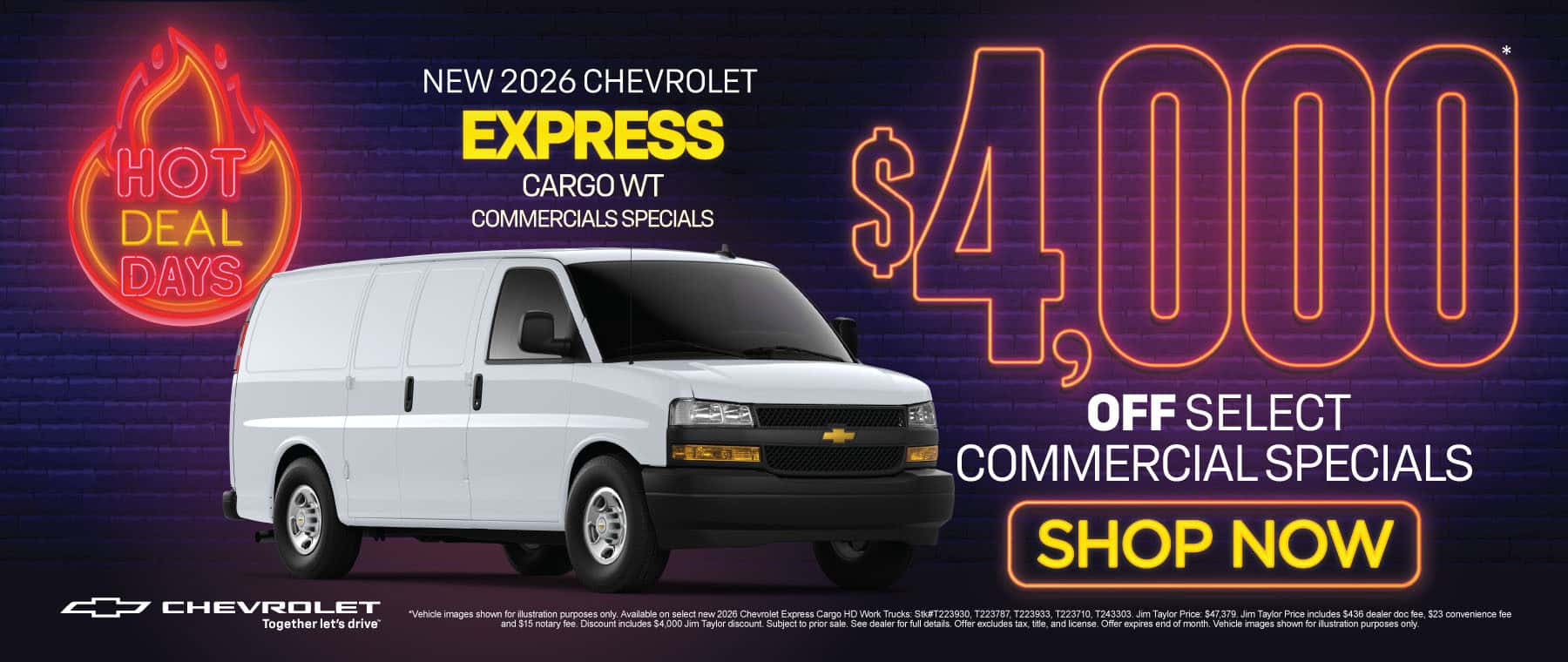 New 2026 Chevrolet Express Cargo WT - Commercials Specials $4,000 Off Select Commercial Vehicles