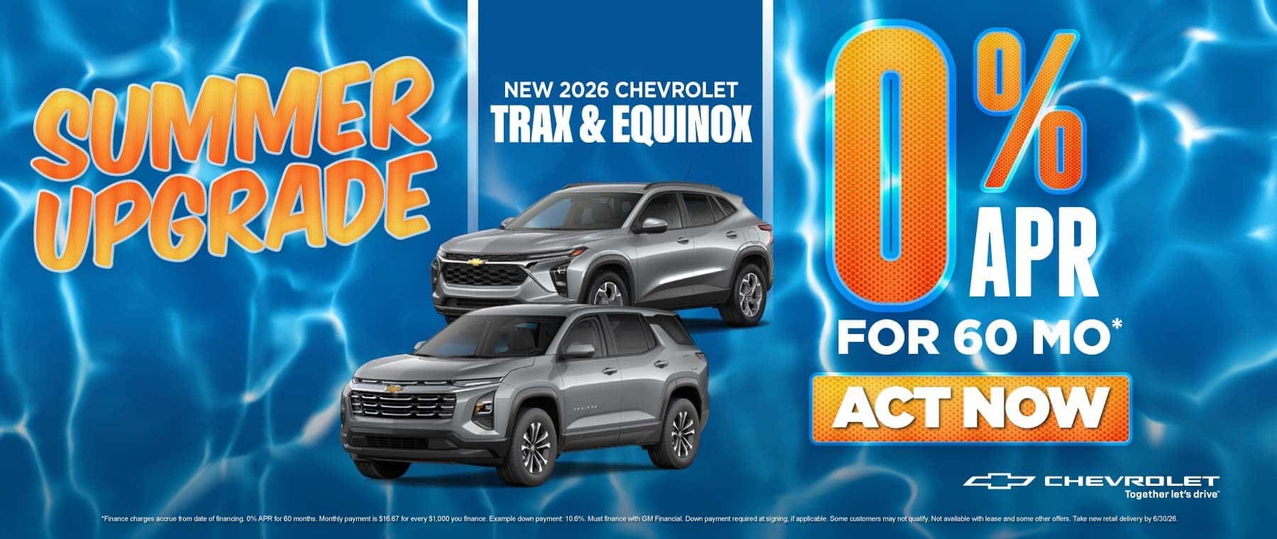 New 2026 Chevrolet Trax and Equinox 0% APR for 60 mo*