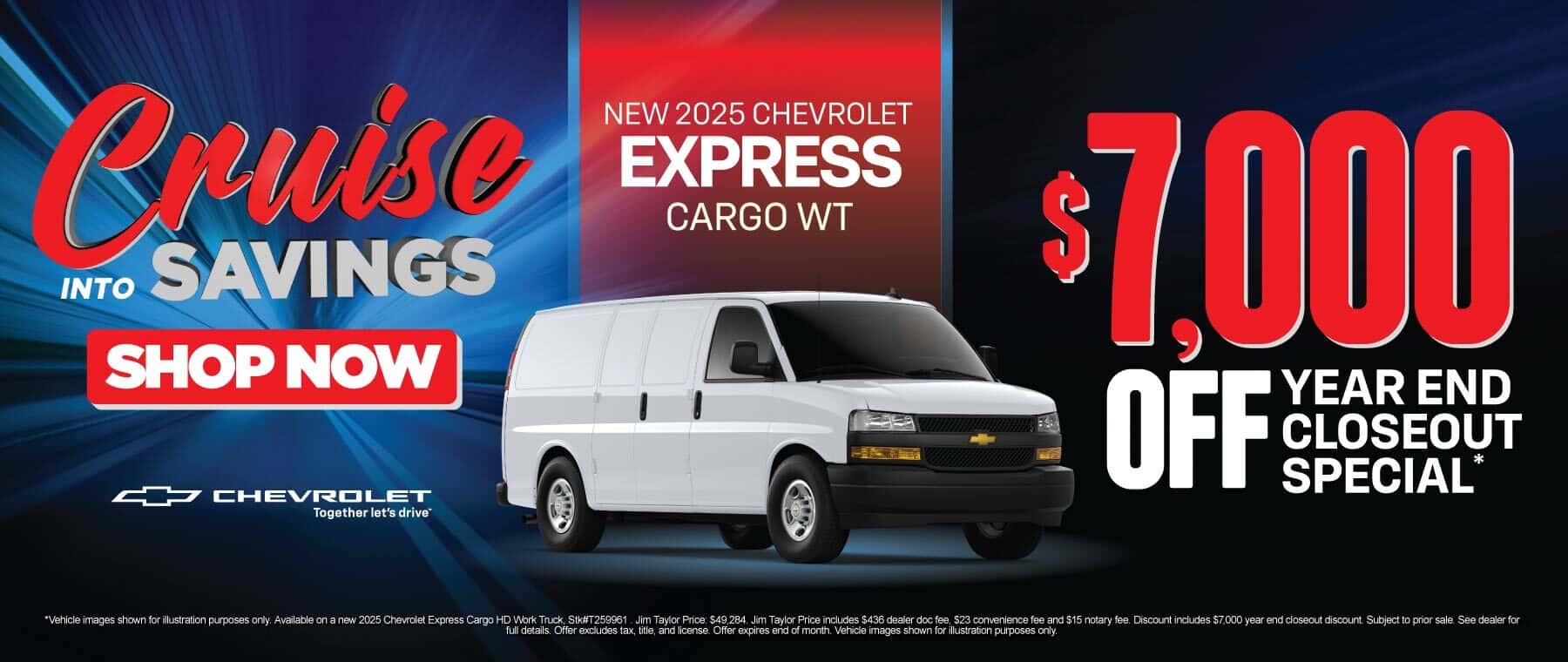 New 2025 Chevrolet Express Cargo WT $7,000 off Year End Closeout Special