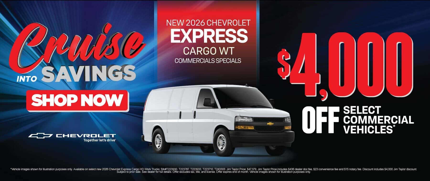 New 2026 Chevrolet Express Cargo WT - Commercials Specials $4,000 Off Select Commercial Vehicles