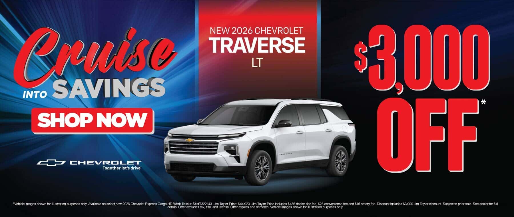 New 2026 Chevrolet Traverse LT $3,000 Off*