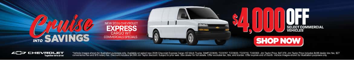 New 2026 Chevrolet Express Cargo WT - Commercials Specials $4,000 Off Select Commercial Vehicles