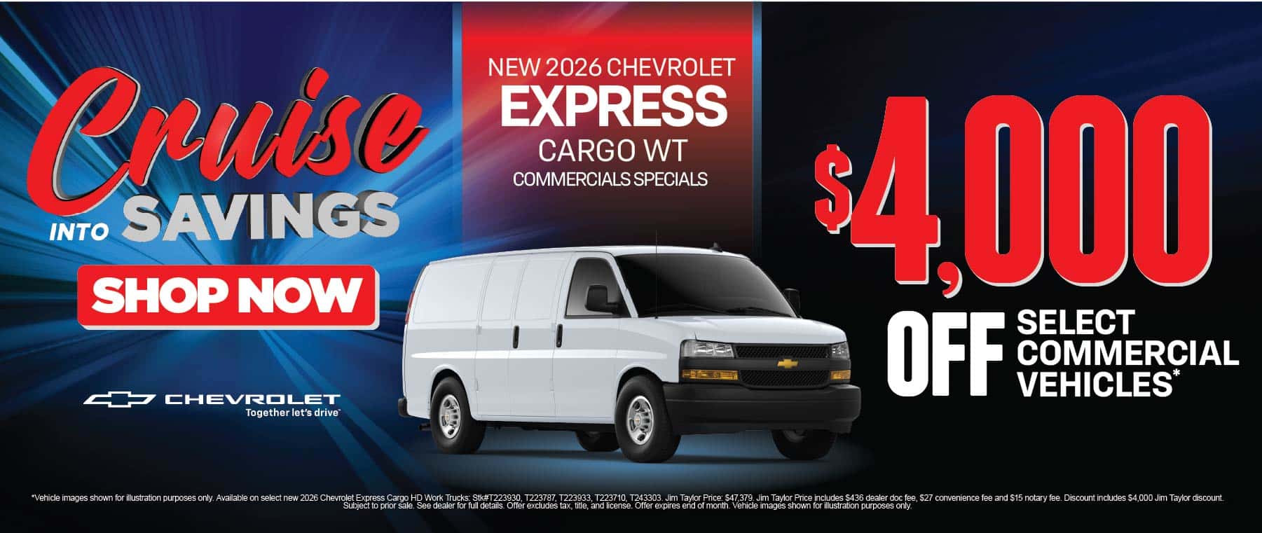 New 2026 Chevrolet Express Cargo WT - Commercials Specials $4,000 Off Select Commercial Vehicles