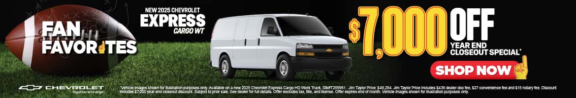 New 2025 Chevrolet Express Cargo WT $7,000 off Year End Closeout Special