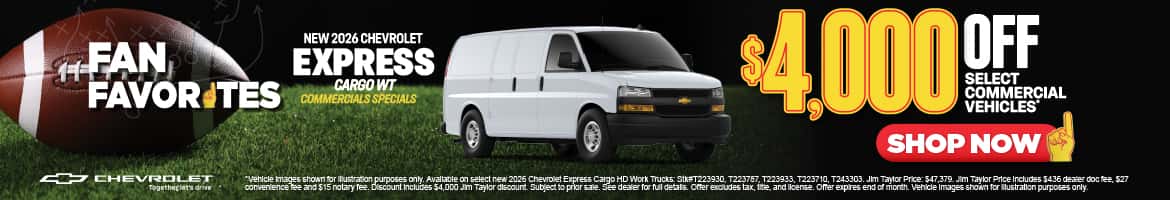 New 2026 Chevrolet Express Cargo WT - Commercials Specials $4,000 Off Select Commercial Vehicles