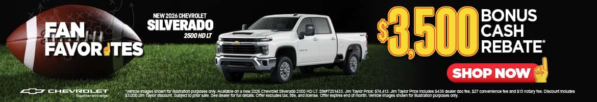 New 2026 Chevrolet Silverado 2500 HD LT $3,500 Bonus Cash Rebate*