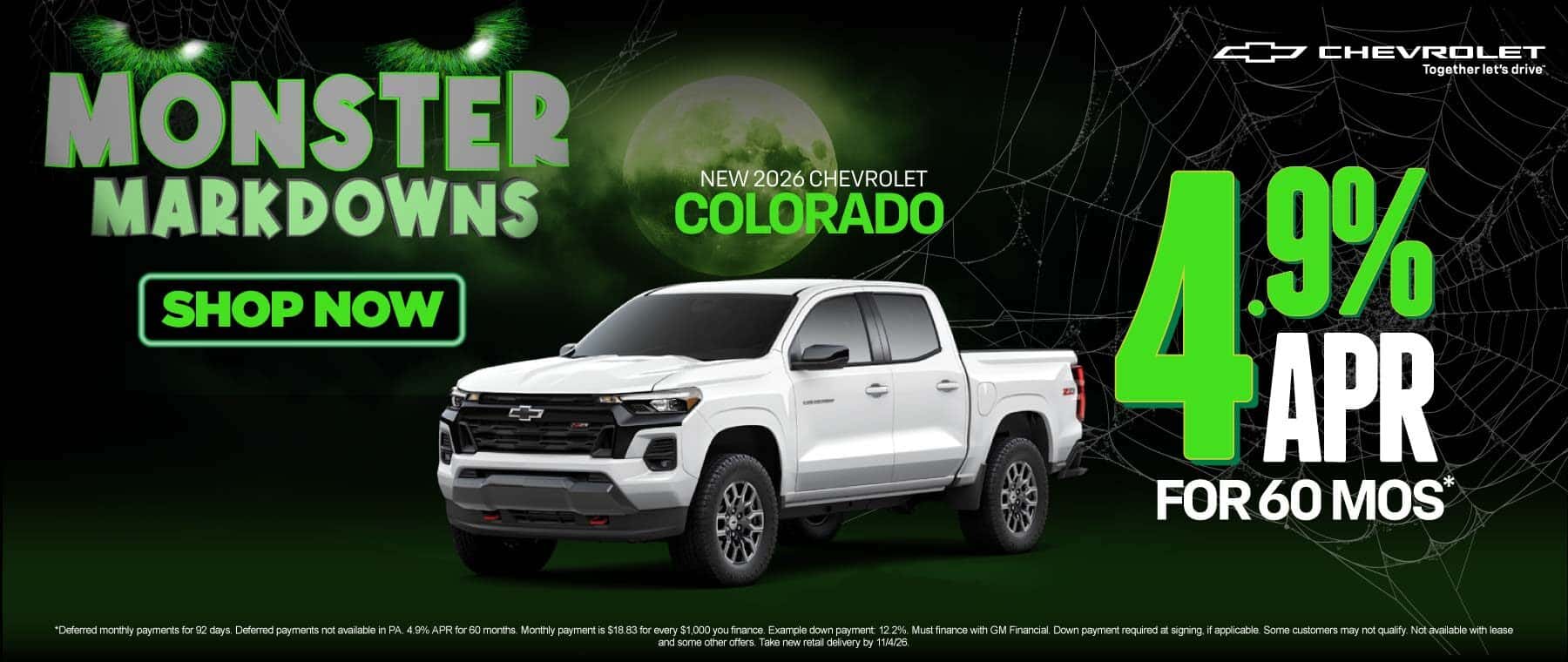New 2026 Chevrolet Colorado 4.9% APR for 60 months*