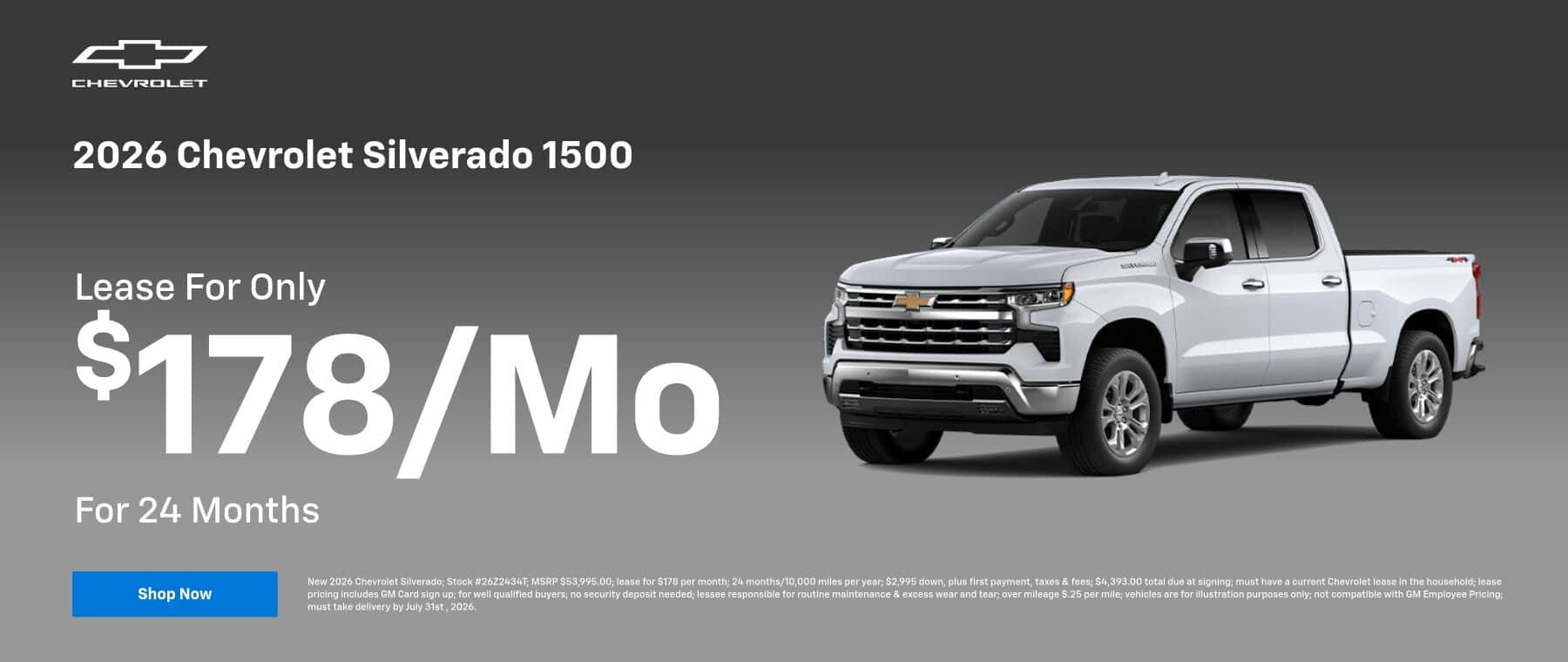$178/Mo Silverado Lease