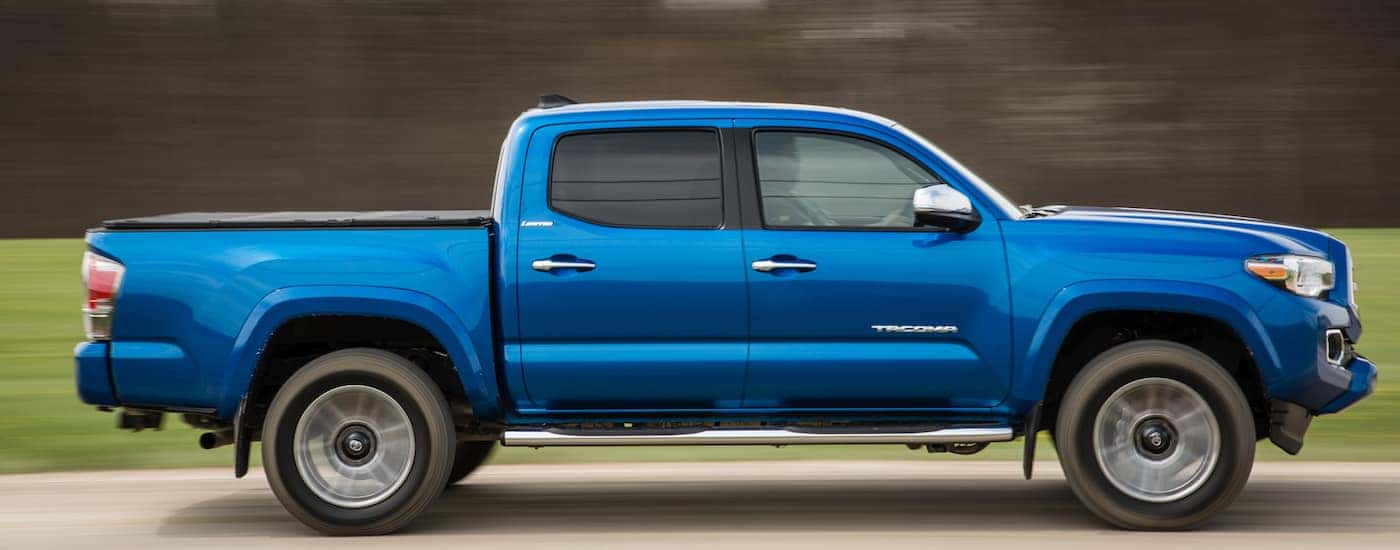 Blue 2018 Toyota Tacoma on a test drive in Ohio