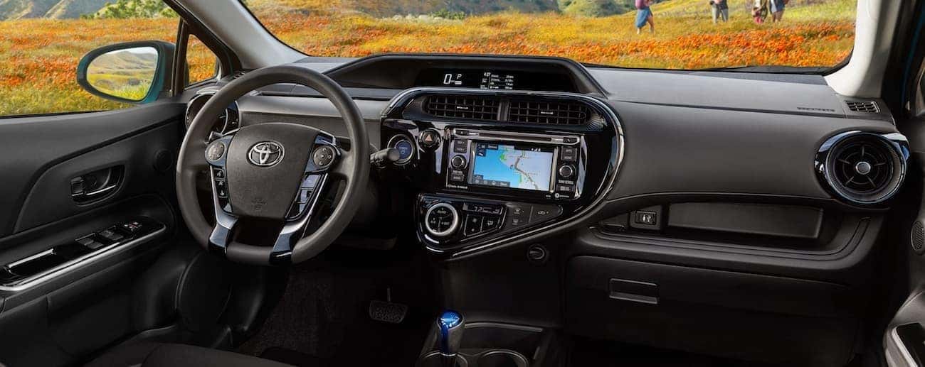 The high tech interior of the 2019 Toyota Prius C