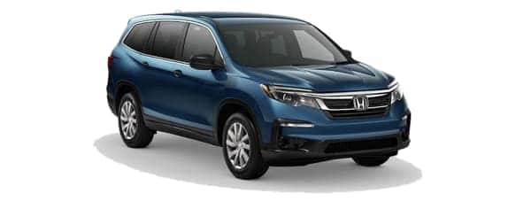 A blue 2019 Honda Pilot on white