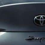 A closeup of the rear badging on a 2020 Toyota Supra