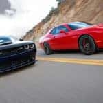 2015 Dodge Challenger SRT (left) and Dodge Challenger SRT Supercharged (right)