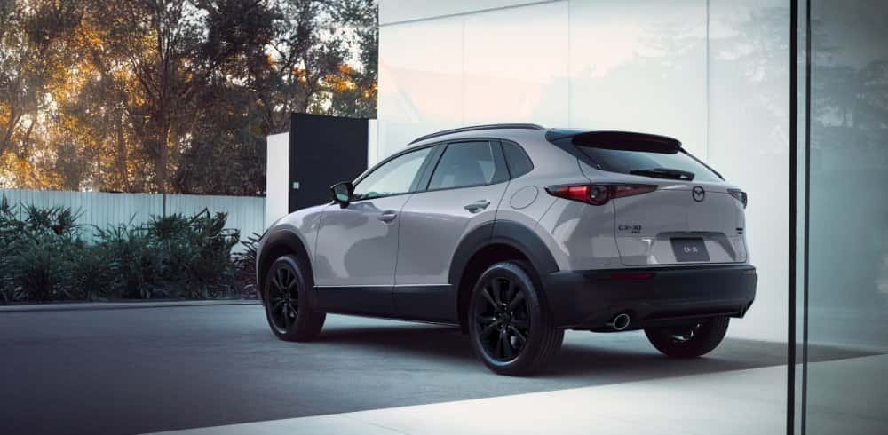 Mazda cx-30 in sliver in a driveway in Eugene