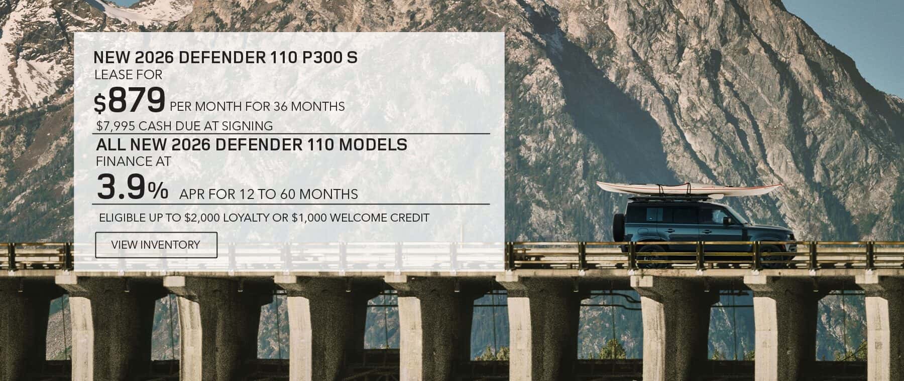 New 2026 Defender 110 lease, apr, and loyalty offer for September 2026