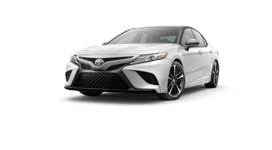 2019 Camry Wind Chill Pearl With Two-Tone Midnight Black Metallic Rood and Rear Spoiler