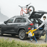 2020 Toyota RAV4 cargo space filled with bikes and bags