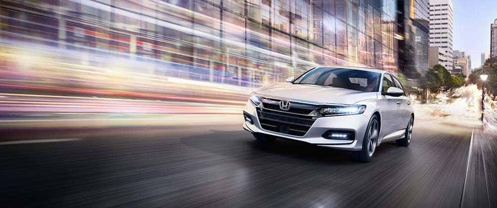 A White 2020 Honda Accord Headlights On