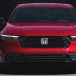 A front view of a red Honda Accord.
