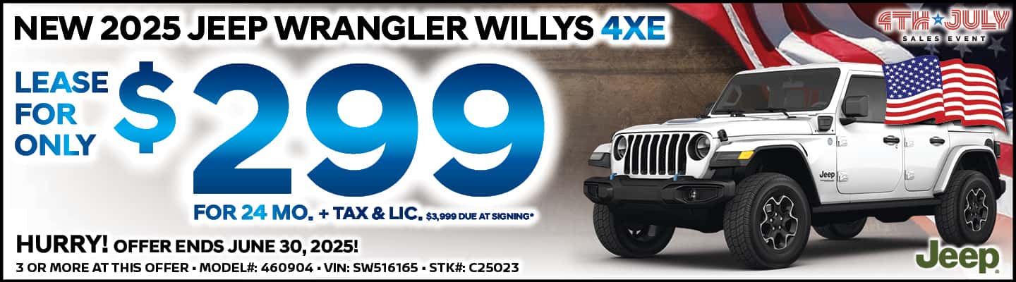 2025 Jeep Wrangler Willys 4XE Lease in Poway,CA