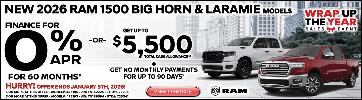 2026 RAM 1500 BIG HORN & LARAMIE MODELS