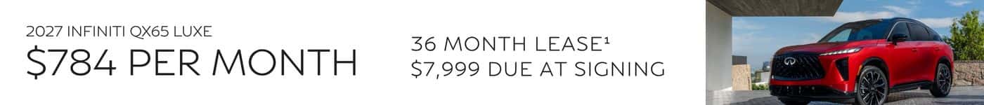 Limit one at this price. Subject to prior sale | Closed-End Lease | On Approved Credit | STK# QX600309 | VIN: 5N1AC0JX3VC600309 | MSRP $66,905 | $784 Per Month | 36 Months | 10,000 Miles Per Year | $7,999 Total Due At Signing | $0 Security Deposit | Tax, Title & License Extra | Price Includes Dealer Handling | Offer Expires 06.30.26.