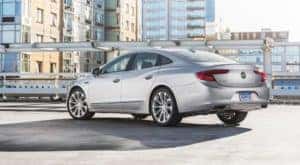A 2017 silver Buick Lacrosse is parked on a roof top parking garage after leaving a used car dealer outside Atlanta, GA>