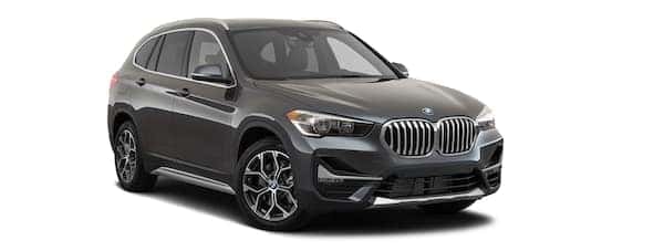 A black 2020 BMW X2 is facing right.