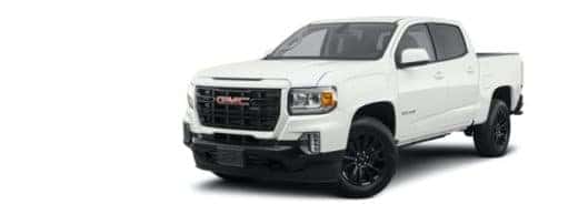A white 2021 GMC Canyon Elevation is angled left.