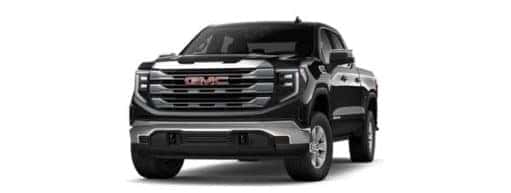 A black 2023 GMC Sierra 1500 is shown angled left.