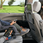 2020 Chrysler Pacifica back seat with child enjoying back seat entertainment