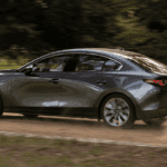 2020 Mazda3 driving fast on rural road