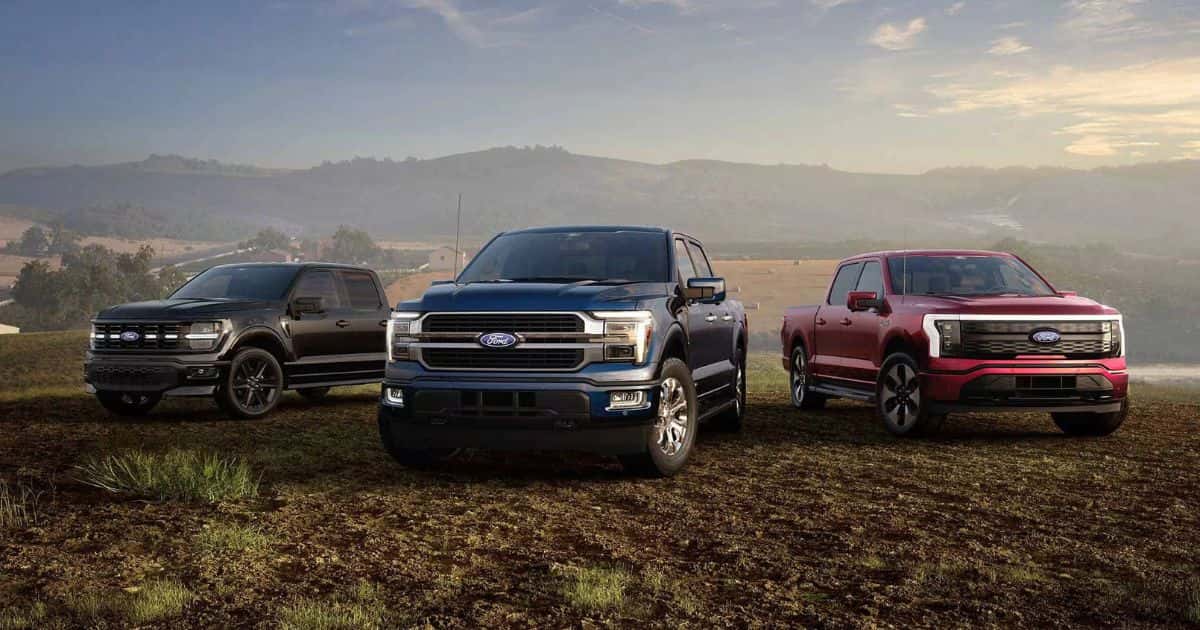 2026 Ford lineup with a farm in the background