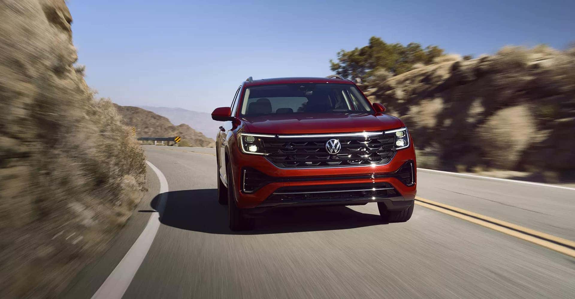 2025 Volkswagon Atlas Front view driving down road