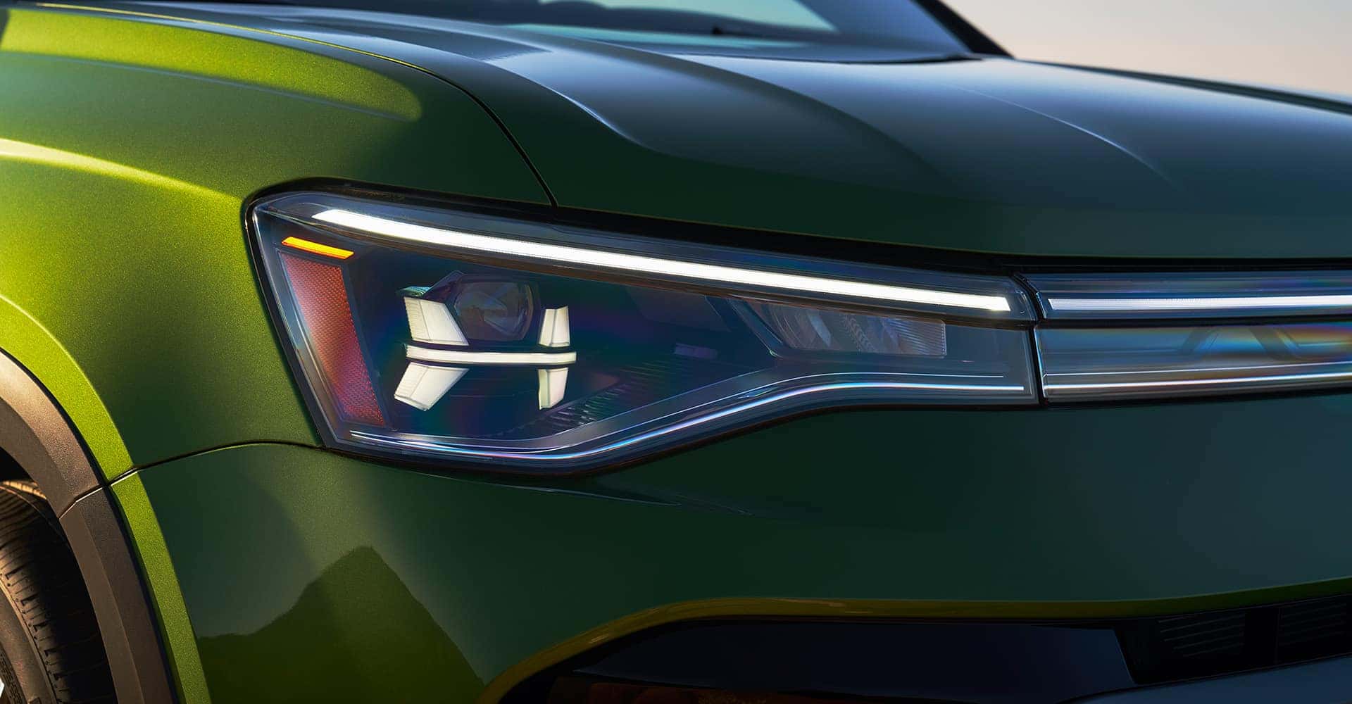 2025 VW Taos close up of headlight