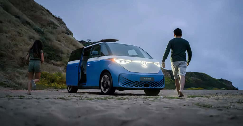 2026 Volkswagen ID Buzz on beach sunset