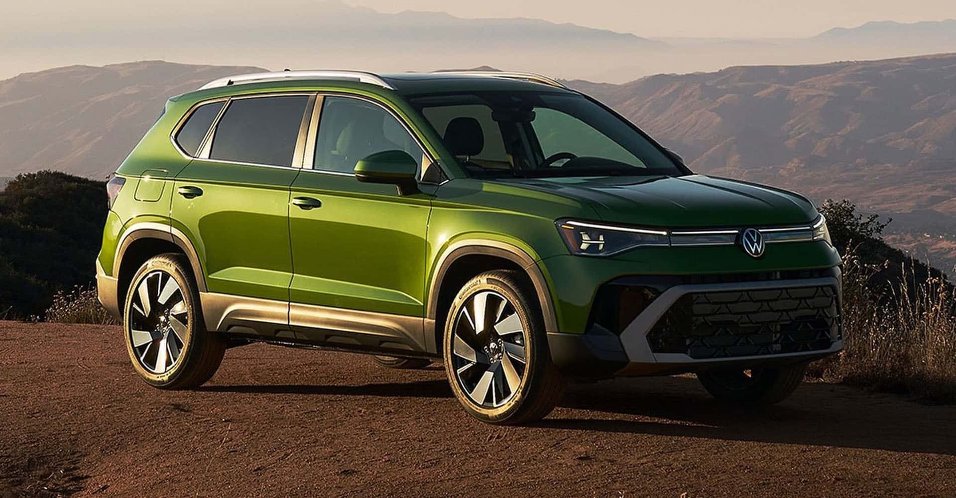 2026-VW-Taos-Moss-Green-on-dirt