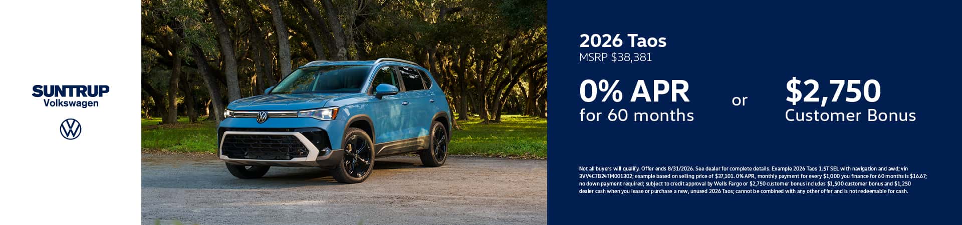 2026 Taos August offer