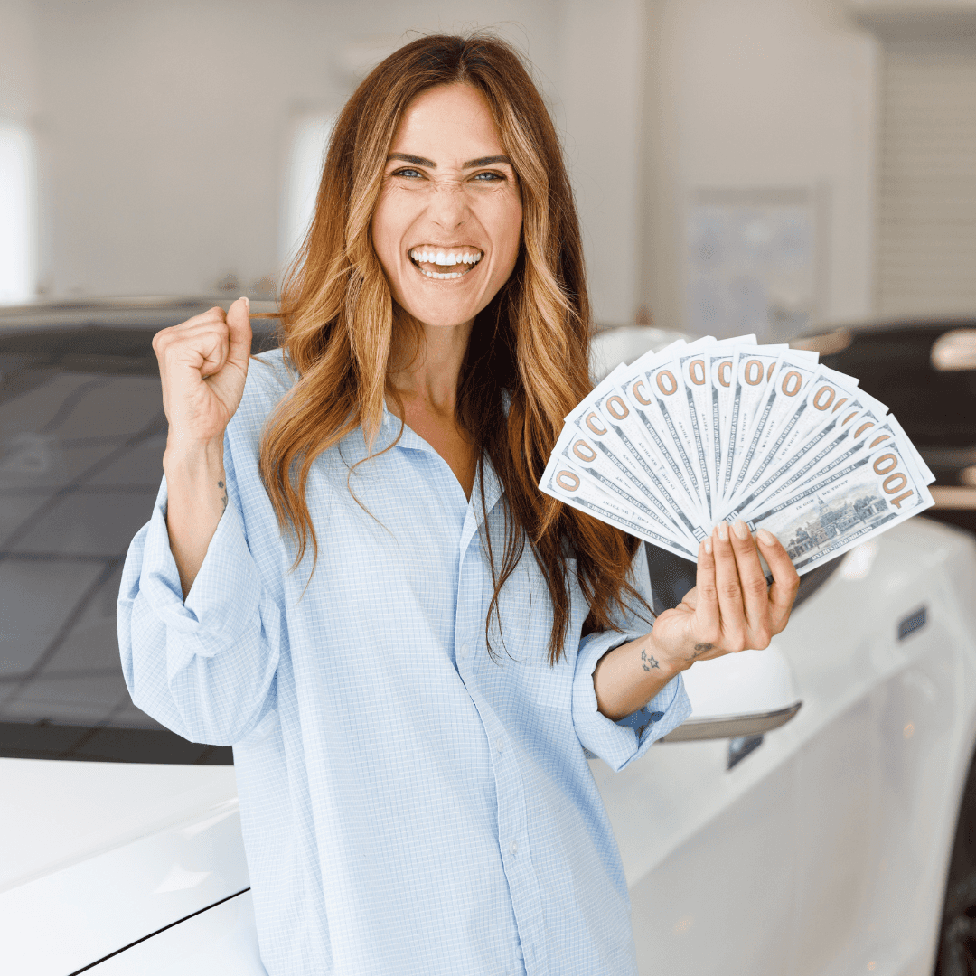 happy lady who just sold her car to Susquehanna CDJR