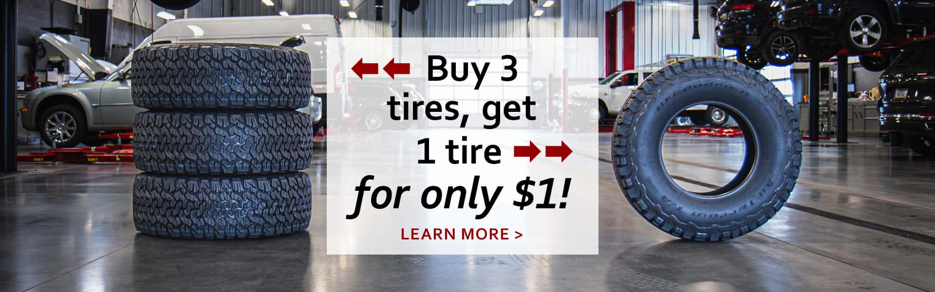 Buy 3 Tires Get 1 for $1! See details!