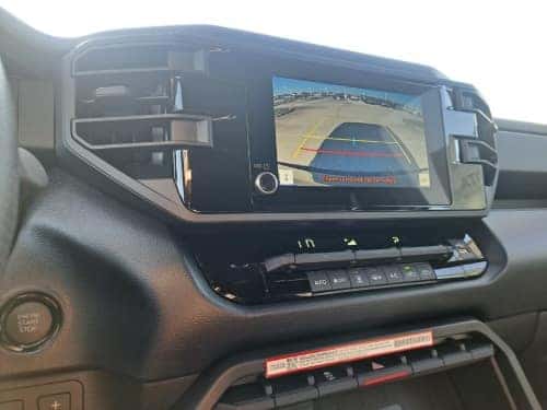 2025 Toyota Tundra close up view of touchscreen showing rear camera view
