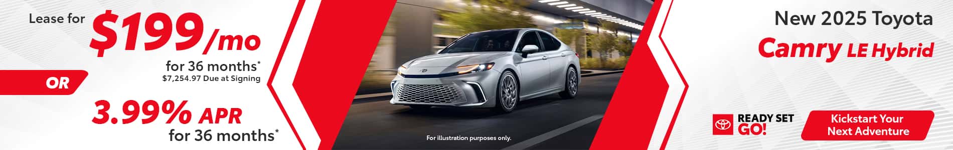 Lease a 2025 Toyota Camry for $199 per month in North Charlotte, NC