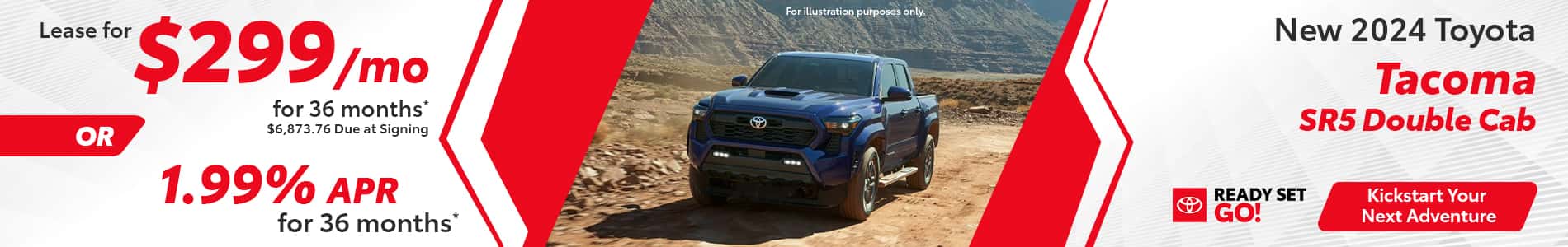 Lease a 2025 Toyota Tacoma for $299 per month in North Charlotte, NC
