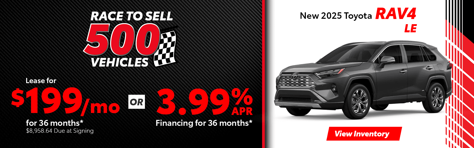 Lease a 2025 Toyota RAV4 LE for $199 per month in North Charlotte, NC