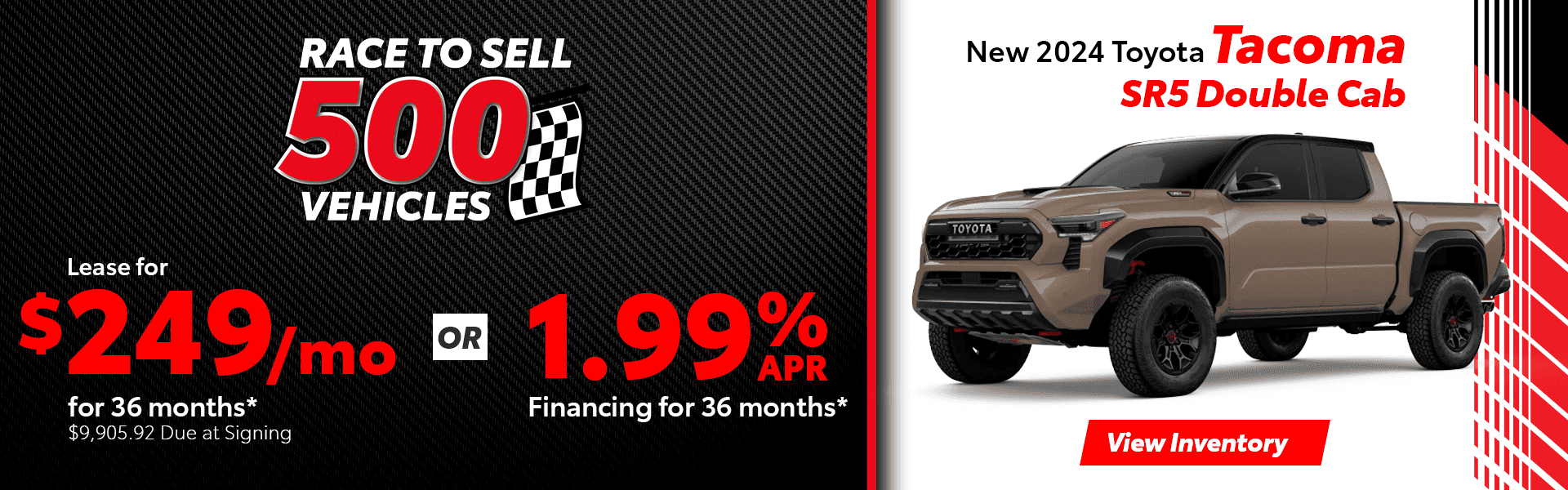 Lease a 2024 Toyota Tacoma for $249 per month in North Charlotte, NC