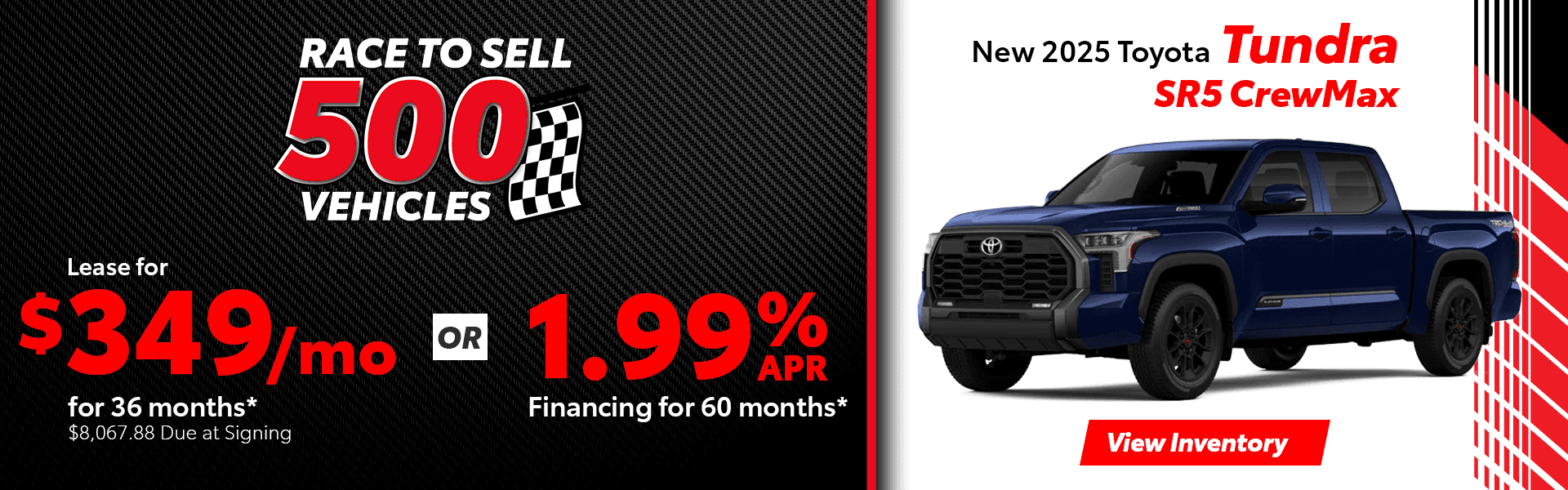 Lease a 2025 Toyota Tundra CrewMax for $349 per month in North Charlotte, NC