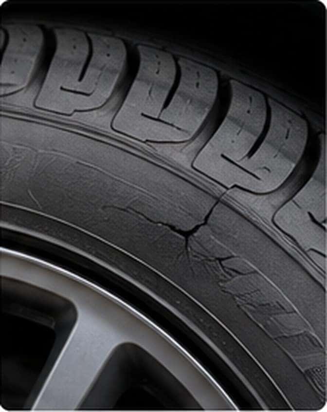 Cracked or damaged tire sidewall