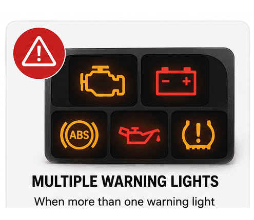 Multiple dashboard warning lights